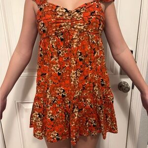 Free People Orange and Black Dress